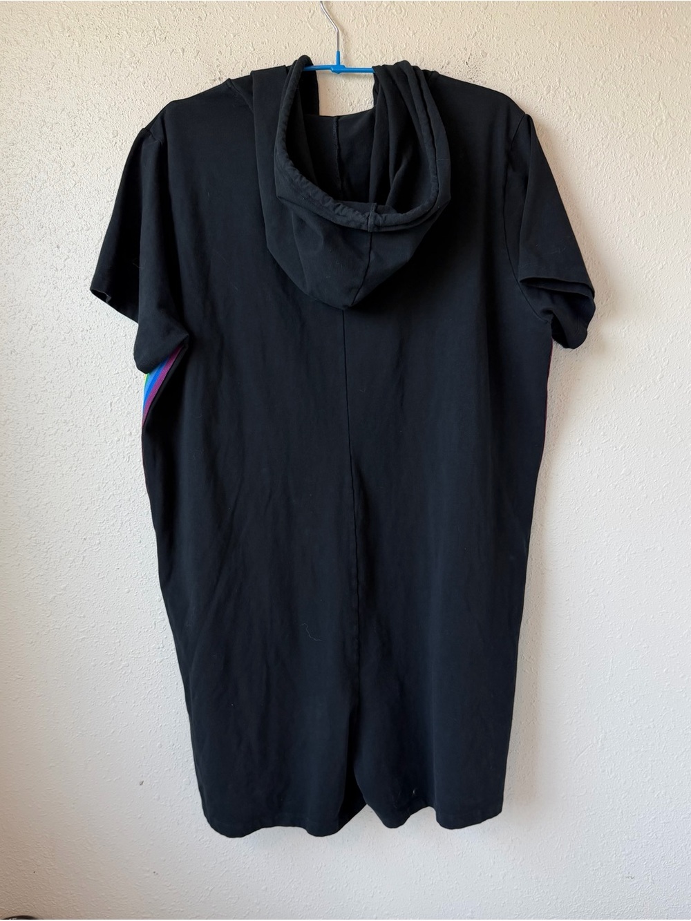 TomboyX Black Hoodie Romper with Rainbow Side Stripes Size XL - Picture 3 of 4